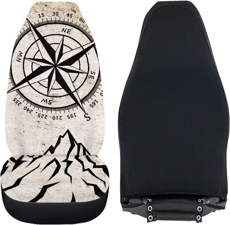 Howilath Direction Indicator Print Car Seat Cover Set of 2 Interior Accessories, Washable Front Seat Cushion Protectors Fit SUV Sedan Van - Image 4